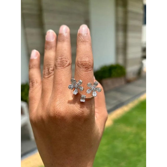 Art Deco Art Deco 18k Rose Gold Diamond Floral Ring Size 7 (All Sizes Available) For Sale - Image 3 of 11