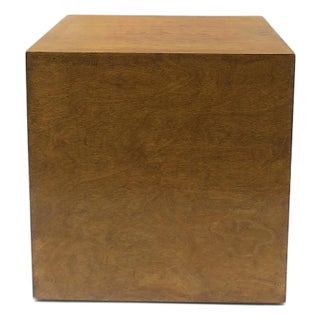 Wood Pedestal Cube End or Side Table, Modern Design Style, Circa Mid-20th Century For Sale