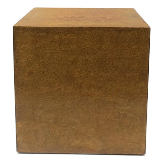 Wood Pedestal Cube End or Side Table, Modern Design Style, Circa Mid-20th Century For Sale