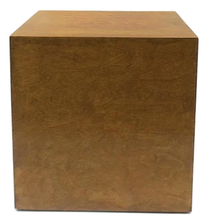 Wood Pedestal Cube End or Side Table, Modern Design Style, Circa Mid-20th Century