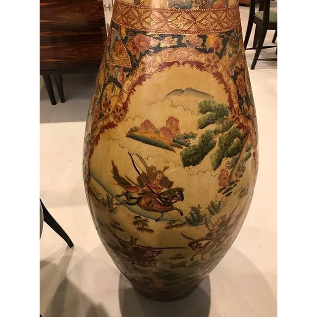 Japanese Palace Floor Vase With Samurai Warriors Motif For Sale - Image 4 of 11
