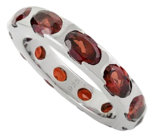 Contemporary 6x4 Mm January Birthstone Gypsy Set Eternity Band in Silver- Size 6.5