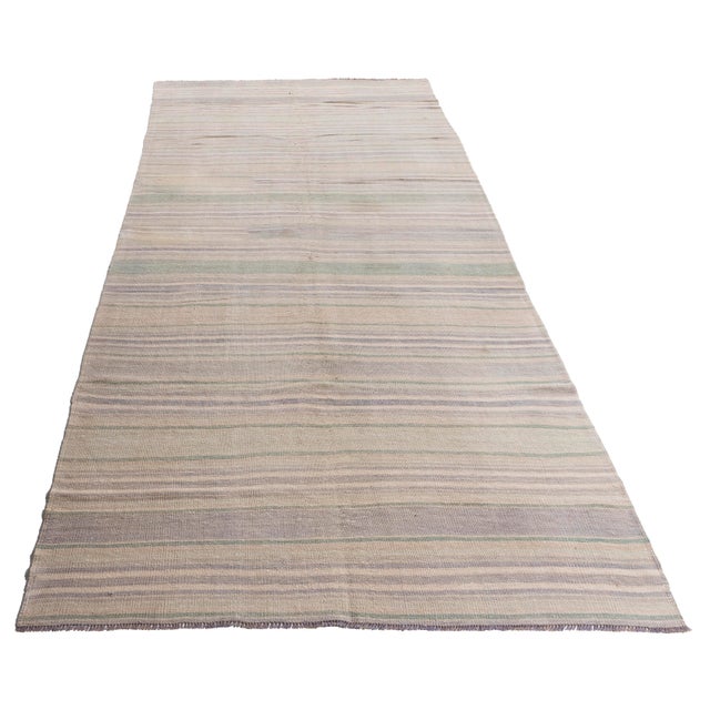 Tan Vintage Circa 1940 Tan Turkish Kilim Flatweave Rug 4'11 X 13'1 For Sale - Image 8 of 12
