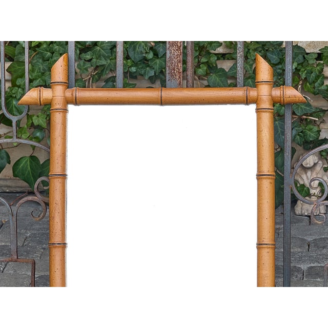 Wood French Faux Bamboo Wall Mirror with Projecting Corners, circa 1900 For Sale - Image 7 of 12