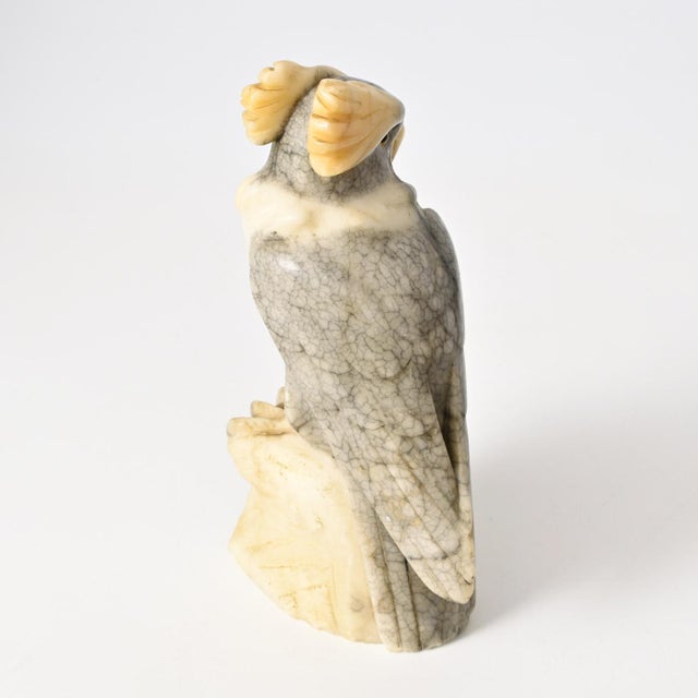 Art Deco Carved Alabaster Sculpture of Cockatoo, 1930s For Sale - Image 9 of 12