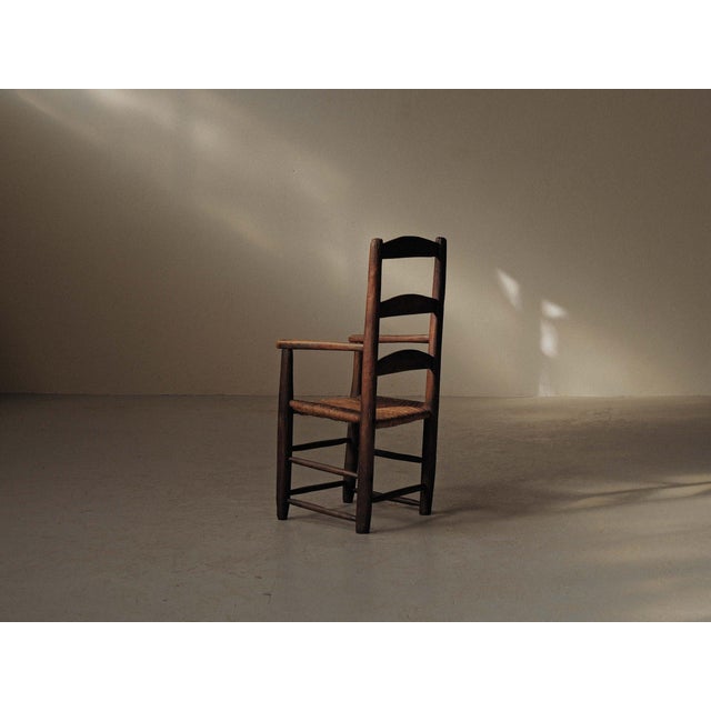 19th Century Folk French Armchair in Wood and Rush, 1890s For Sale - Image 6 of 17