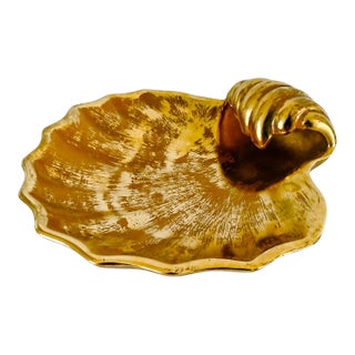 Vintage Stangl Pottery Granada 22k Gold Scalloped Shell Dish For Sale