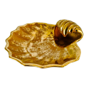 Vintage Stangl Pottery Granada 22k Gold Scalloped Shell Dish