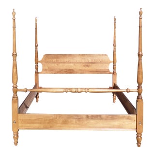Vintage Early American Style Queen or Full Size Solid Maple Poster Bed 1940's For Sale