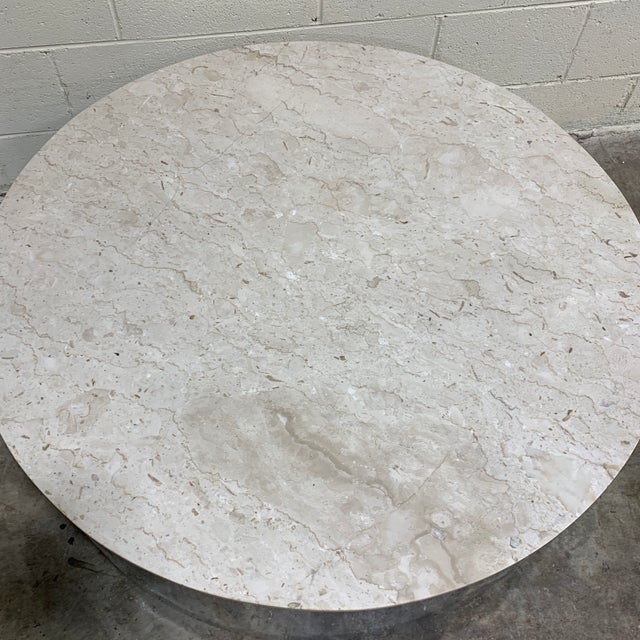 1970s Pace Carrara Marble & Chrome Drum Coffee Table Chairish