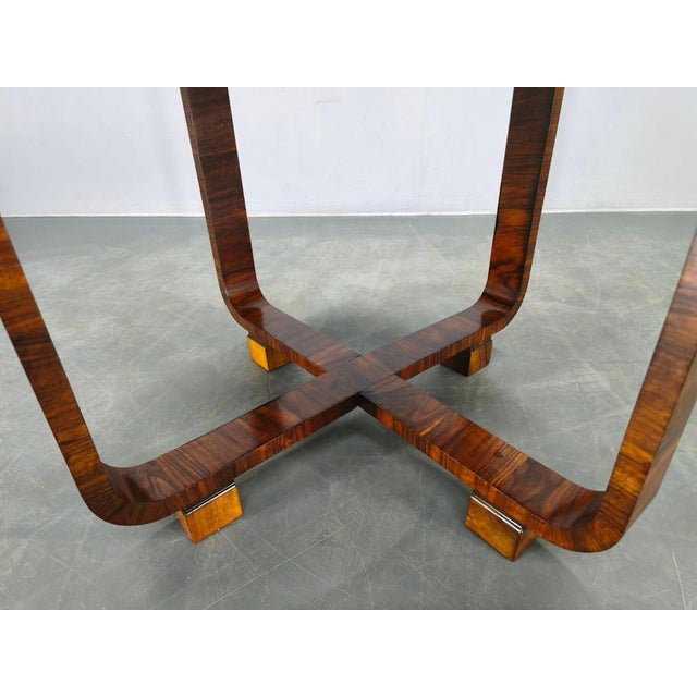 Art Deco Walnut Veneer Coffee Table, Czechoslovakia, 1930s For Sale - Image 11 of 14