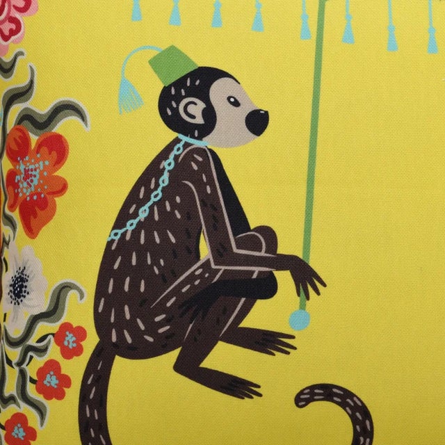 Textile Yellow Monkey & Leopard 24" Square Down Pillow For Sale - Image 7 of 7