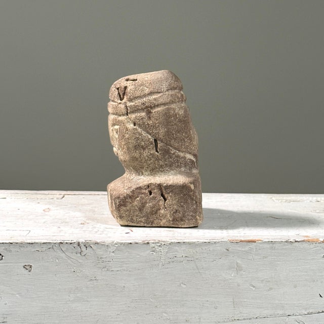 Tribal Antique Hand Carved Folk Art Stone Effigy Bust For Sale - Image 3 of 6