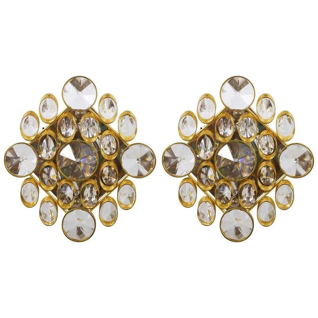 Vintage Sconces in Brass and Crystal by Gaetano Sciolari, 1970s, Set of 2 For Sale - Image 11 of 11