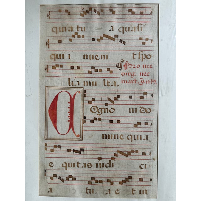 Antique 17th Century Antiphonal Music Manuscript Page Leaf | Chairish