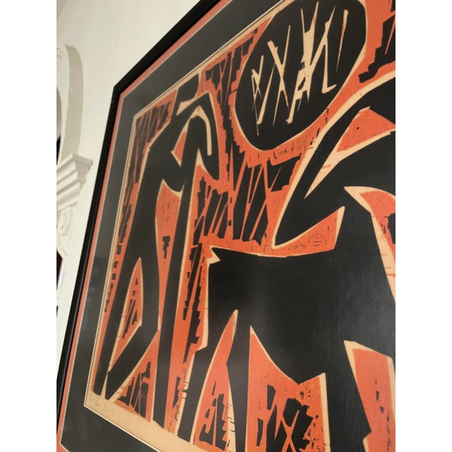 Mid-Century Modern 1969 Abstract Figurative Gabor Pasztor Numbered Lithograph, Framed For Sale - Image 3 of 7