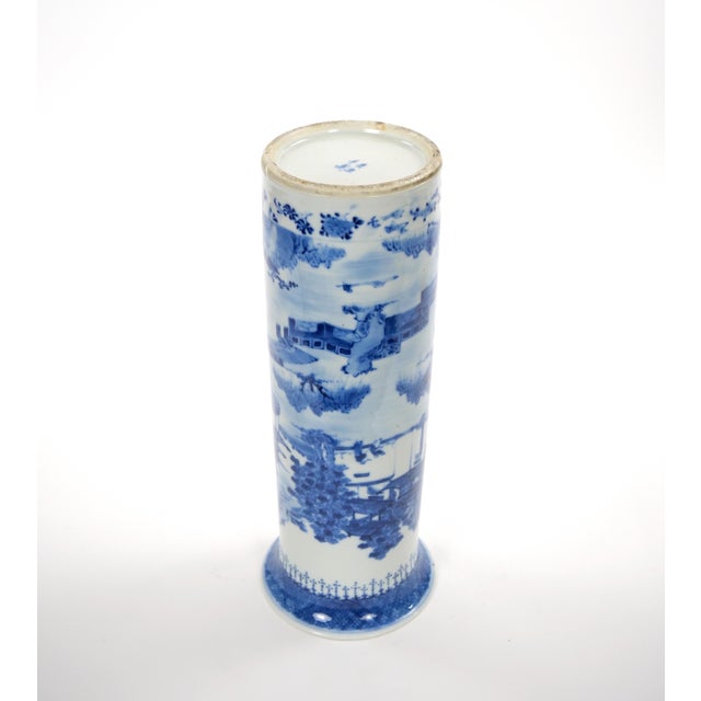 Blue and White Chinoiserie Decorated Porcelain Tableware Vase Chinese, Late 19th For Sale - Image 9 of 10