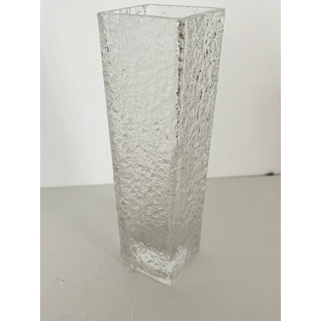 Glass Vintage Littala Finland Linearia Pebbled Glass Bud Vase For Sale - Image 7 of 7