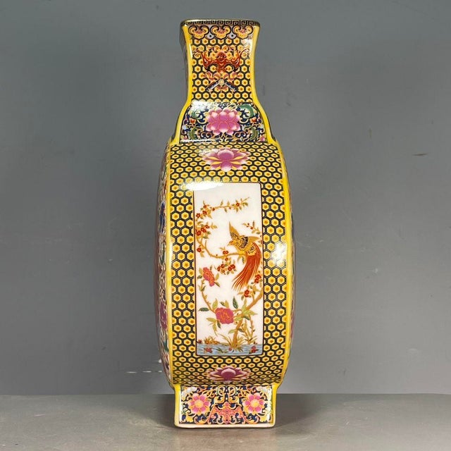 Paint Vintage Chinese Yellow Ground Famille Rose "Pheasant" Moon Flask With c.t. Loo Provenance, 1956 For Sale - Image 7 of 8