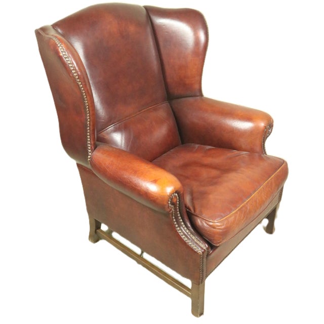 Brown Mid 20th Century Oversized Wing Chair For Sale - Image 8 of 10
