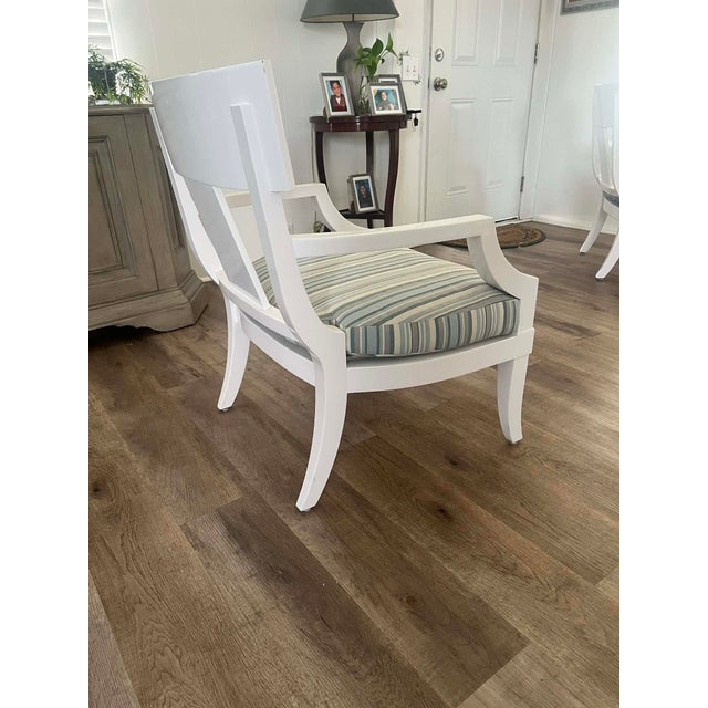 Both chairs were previously showroom samples in a MTD showroom. They have had a 16 step finishing process with this marine...