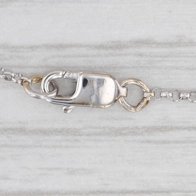 Modern 0.23ctw Diamond Lariat Teardrop Necklace 14k White Gold 13.75" Rolo Chain For Sale - Image 3 of 6