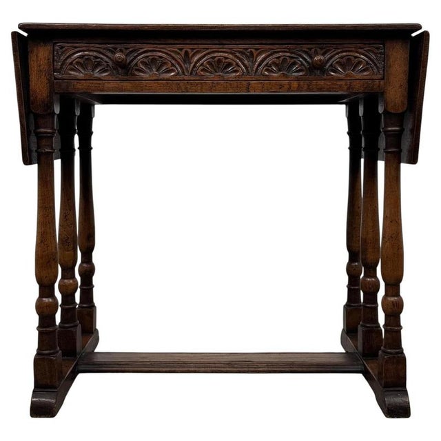 20th Century English Oak Drop-Leaf Side Table For Sale - Image 4 of 15