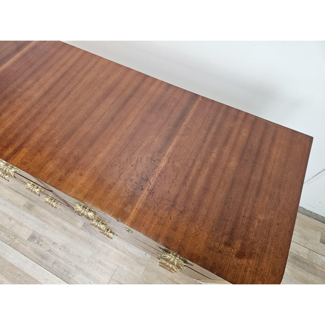 Wood Art Deco Chest of Drawers in Walnut Burl and Brass, 1950 For Sale - Image 7 of 18