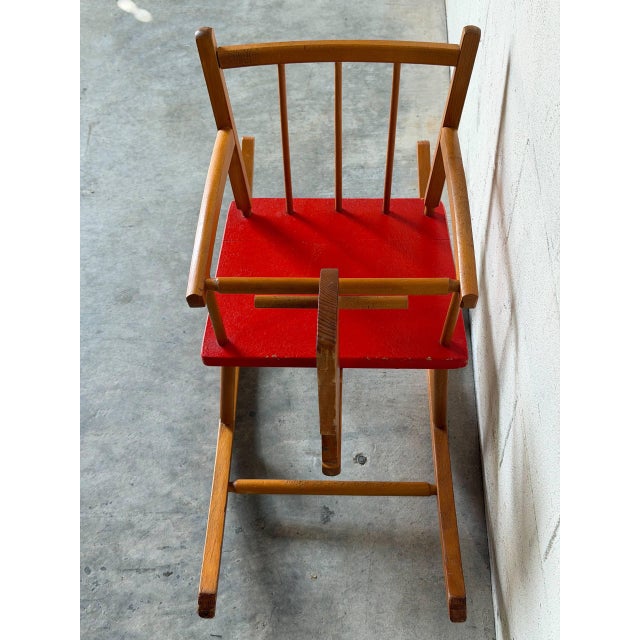 Pine Rocking Horse Toy With Red Seat Danish Mid-Century Modern 1960s For Sale In Los Angeles - Image 6 of 10