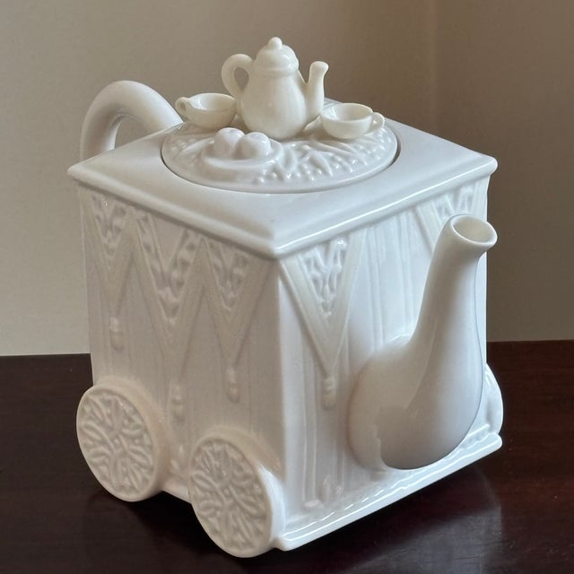 Vintage Lenox Tea Cart Porcelain Teapot For Sale - Image 11 of 17