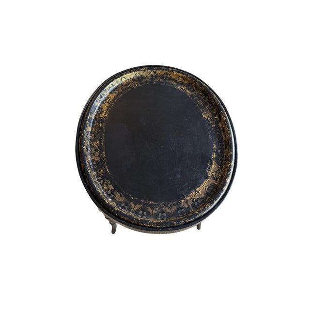 Early 20th Century English Papier Mache Table on Faux Bamboo Stand For Sale - Image 5 of 6