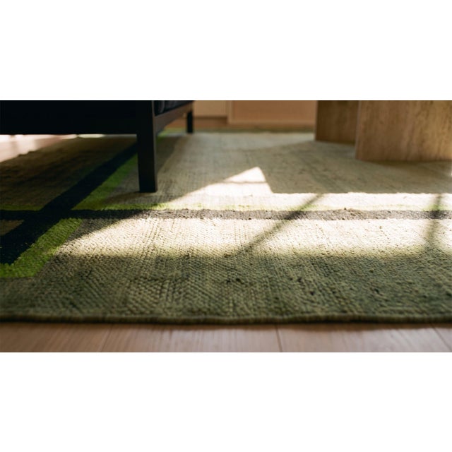 Striking Green Background Color in Style of Andre Arbus Antique French Art Deco Rug For Sale - Image 10 of 11