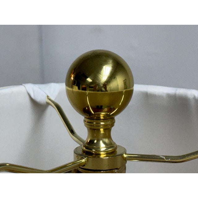 Late 20th Century Vintage Frederick Cooper Neoclassical Brass Dolphin Table Lamps - Pair For Sale - Image 5 of 12