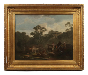 Landscape with Peasants, 1800s, Oil on Canvas