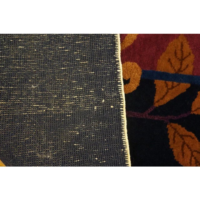 Ruby Red 1920s Raspberry Red Open Floral Antique Chinese Art Deco Rug 9' X 11'3" Wool Knotted Carpet For Sale - Image 8 of 9