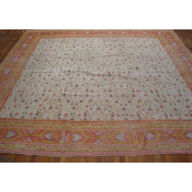 Late 19th Century Indian Cotton Agra Carpet ( 11'6" x 11'8" - 350 x 355 cm ) Agras are the only large antique carpets with...