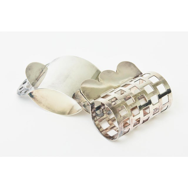 Abstract Vintage Sculptural Silver Plate Napkin Rings by Nathalie Du Pasquier for Bodum, Set of 6 For Sale - Image 3 of 12