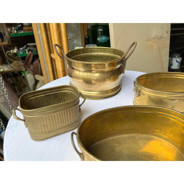 Mid-Century Modern 1970s Collection of Brass Decorative Bowls or Cachepots- Set of 4 For Sale - Image 3 of 4