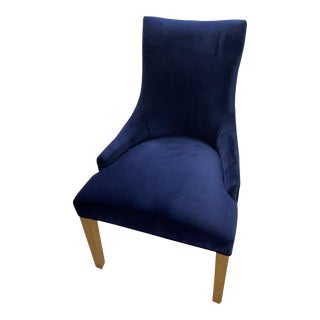 Custom Restoration Hardware Blue Velvet Dining Chair For Sale
