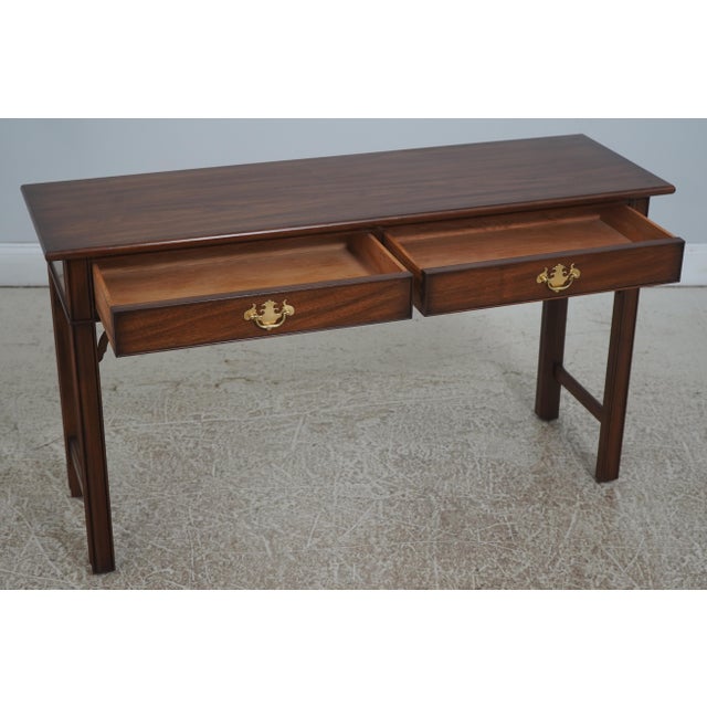 Chippendale Henkel Harris Walnut 2 Drawer Console Table For Sale - Image 3 of 18