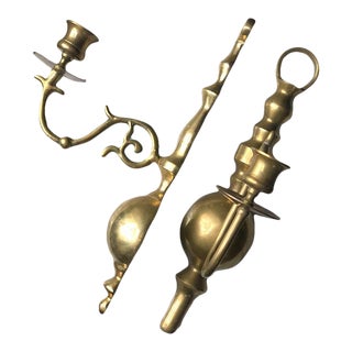 Late 20th Century Solid Brass Colonial Sconces - Set of 2 For Sale
