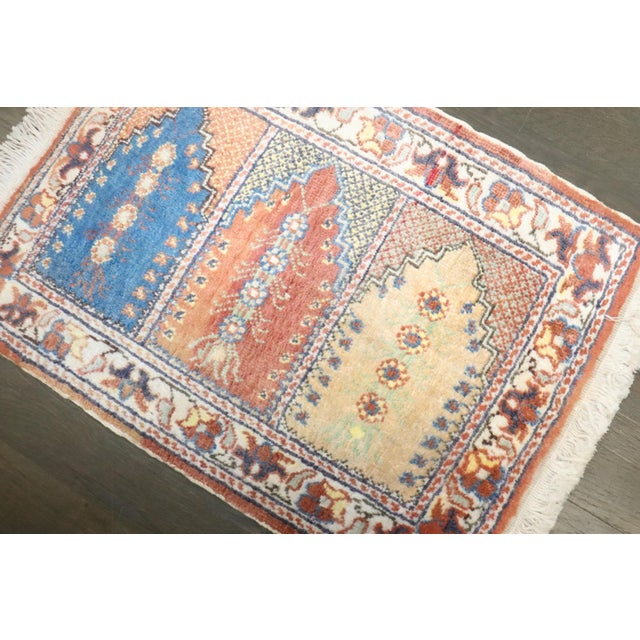 Cotton Turkish Keysari Mini Rug no. j4723 For Sale - Image 4 of 4