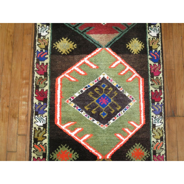 Brown Vintage Bohemian Turkish Runner - 2'9" x 13'6" For Sale - Image 8 of 9