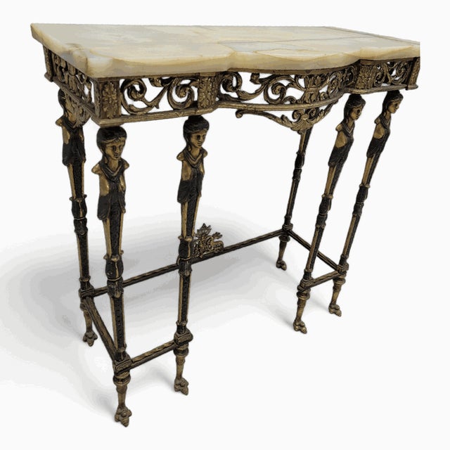 Antique Oscar Bach Style Console Table With Mirror For Sale - Image 4 of 12