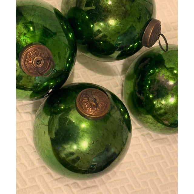 Green Kugel Ornaments - 1900's - Set of 4 For Sale - Image 11 of 13