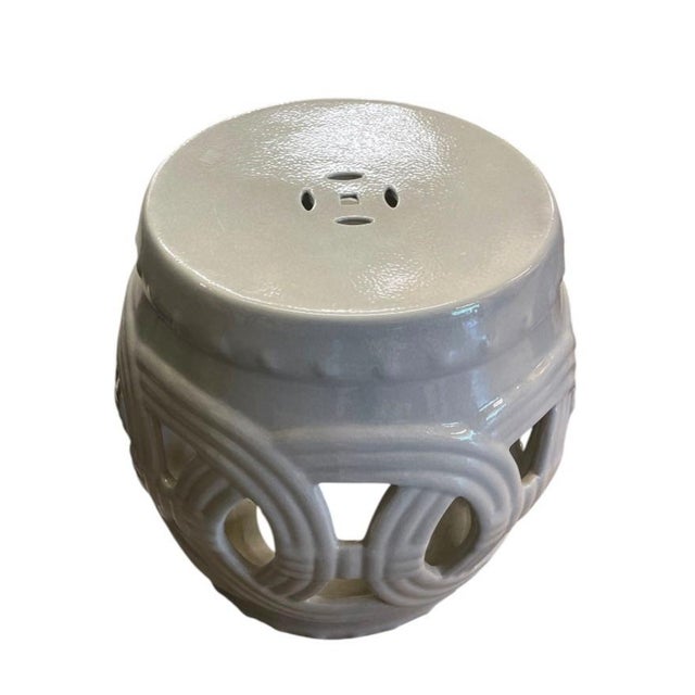 Italian Vintage Italian Glazed Ceramic Interlocking-Circle Garden Seat For Sale - Image 3 of 12