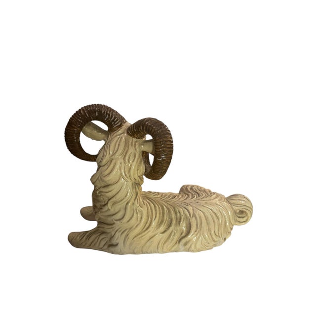 Vintage Italian Style Glazed Ceramic Ram Sculpture For Sale - Image 11 of 12