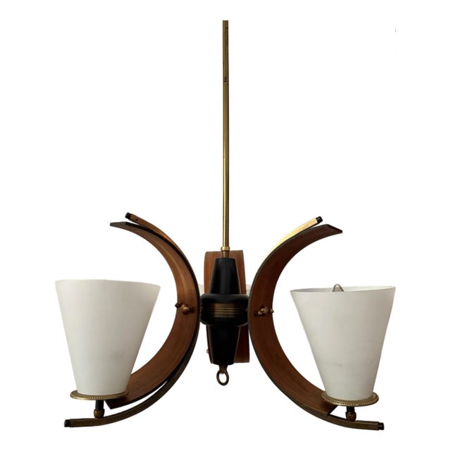 Mid-Century Danish Modern 3-Light Chandelier Attributed to Stilnovo For Sale