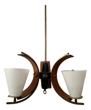 Mid-Century Danish Modern 3-Light Chandelier Attributed to Stilnovo