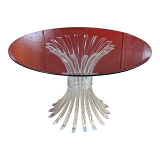 1980’s Lucite and Glass Dining Table For Sale
